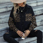 Leopard Print Buttoned Dropped Shoulder Jacket