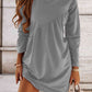 Ruched Round Neck Long Sleeve Dress