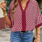 Geometric Print Notched Blouse