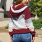 Striped Zip Up Drawstring Hooded Jacket