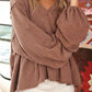 V-Neck Exposed Seams Balloon Sleeve Top