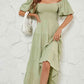 Smocked Square Neck Tiered Dress