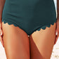 Scalloped Hem Textured Swim Bottoms
