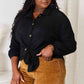 Double Take Waffle-Knit Collared Neck Dropped Shoulder Shirt