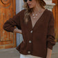 V-Neck Button-Down Dropped Shoulder Cardigan