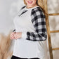 Hailey & Co Full Size Plaid Raglan Sleeve Round Neck Blouse