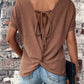 Twisted Back Tie Round Neck T-Shirt