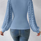 Swiss Dot Waffle-Knit Lantern Sleeve T-Shirt