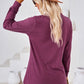 Notched Button Detail Long Sleeve T-Shirt