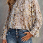 Printed Round Neck Long Sleeve Blouse