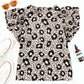 Animal Print Puff Sleeve Round Neck Blouse