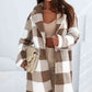 Plaid Collared Neck Longline Coat