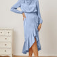 Mock Neck Ruffled Asymmetrical Dress
