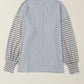 Striped Round Neck Lantern Sleeve Sweatshirt