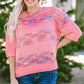 Full Size Heathered Round Neck Half Sleeve Sweater