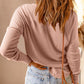 Waffle Knit Henley Long Sleeve Top