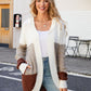 Color Block Open Front Hooded Cardigan
