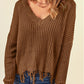 Fringe V-Neck Dropped Shoulder Sweater