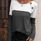 Contrast Round Neck Long Sleeve T-Shirt
