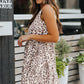 Leopard Round Neck Tiered Sleeveless Mini Dress