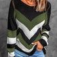 Eyelet Color Block Long Sleeve Sweater