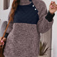 Contrast Turtleneck Half Snap Sweatshirt