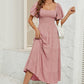 Smocked Square Neck Puff Sleeve Dress