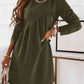 Ruched Round Neck Long Sleeve Dress