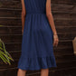 Round Neck Ruffle Hem Pocket Dress
