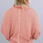 Ribbed Half Button Collared Neck Top