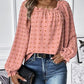 Swiss Dot Square Neck Flounce Sleeve Blouse