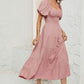 Smocked Square Neck Puff Sleeve Dress
