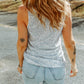 Sequin Button Front V-Neck Tank