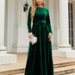 Tie Front Round Neck Long Sleeve Maxi Dress