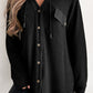 Waffle-Knit Button Up Drawstring Hoodie