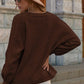 V-Neck Button-Down Dropped Shoulder Cardigan