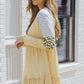 Frill Striped Leopard Round Neck Mini Dress