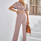 Textured Flutter Sleeve Top and Pants Set