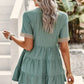 Contrast Short Sleeve Tiered Blouse