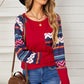 Geometric Long Sleeve Blouse With Pocket