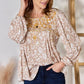 Hailey & Co Embroidered Printed Balloon Sleeve Blouse