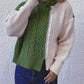 Cable-Knit Contrast Zip-Up Cardigan