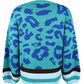 Leopard Round Neck Dropped Shoulder Sweater