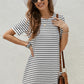 Striped Tassel Round Neck T-Shirt Dress
