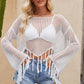 Tassel Hem Openwork Long Sleeve Cover Up