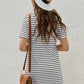 Striped Tassel Round Neck T-Shirt Dress