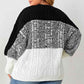 Plus Size Color Block Round Neck Cable-Knit Sweater