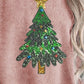 Sequin Christmas Tree Ribbed Drop Shoulder Sweatshirt