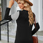 Color Block Round Neck Long Sleeve Blouse