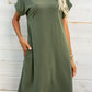 Scoop Neck Short Sleeve Pocket Dress
